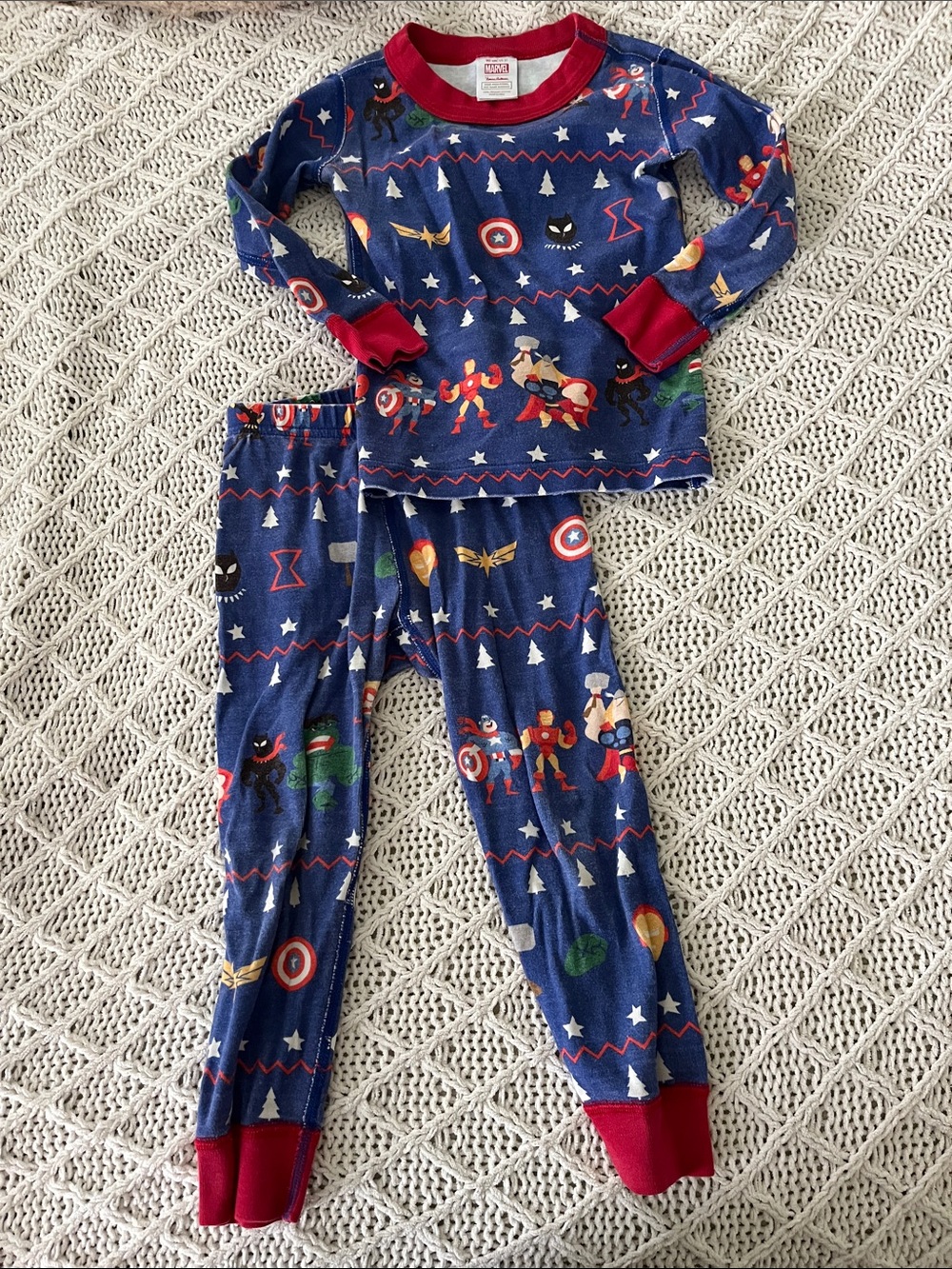 Hanna Andersson Blue and Red Superhero Kids Pajama Set